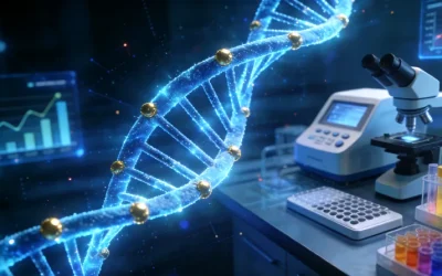 显微镜下的罕见肿瘤细胞与基因序列对比图