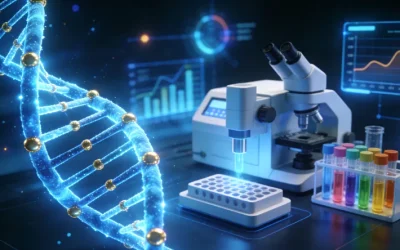 病理医生在显微镜下评估肿瘤组织切片