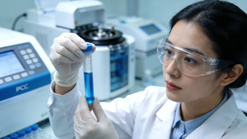 医生与患者讨论血液基因检测报告