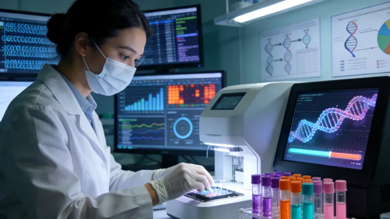 实验室技术人员正在切割石蜡组织切片