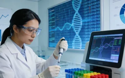 医生与患者家属共同查看基因检测报告