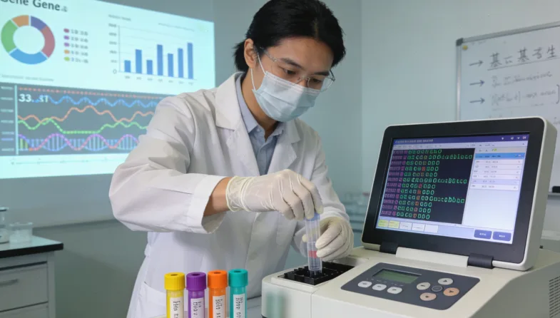 不同基因检测技术（FISH、IHC、NGS）对比示意图