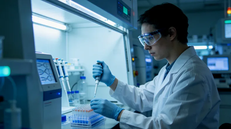 实验室技术人员操作基因测序仪