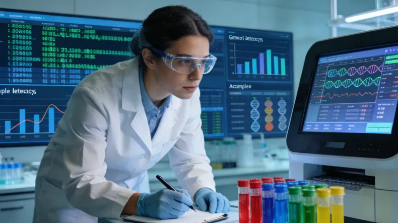 医生与年轻女性患者看CT片交流