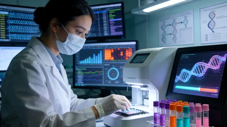 二代测序仪正在运行中