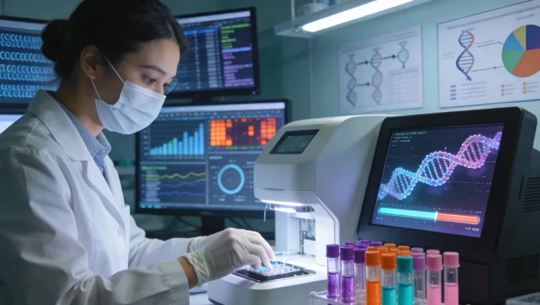 肿瘤细胞PD-L1蛋白染色阳性（棕色）示意图