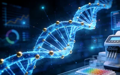 病理医生在显微镜下观察免疫组化切片