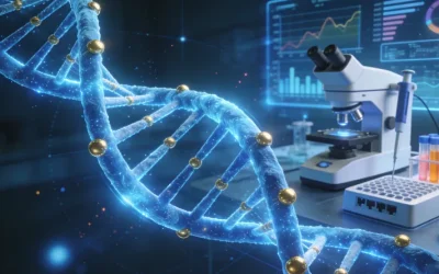 病理医生在显微镜下观察PD-L1染色切片