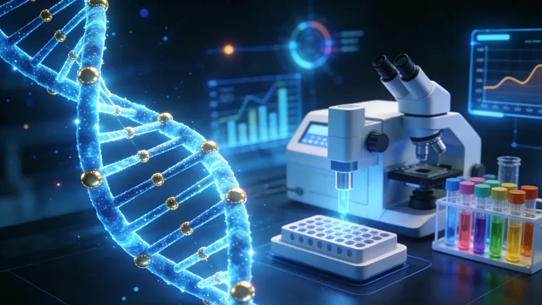 病理医生正在显微镜前专注判读切片