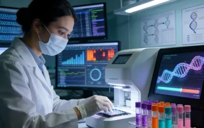 组织活检穿刺示意图与血液样本试管对比