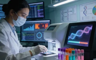 医生与患者拿着病理报告沟通