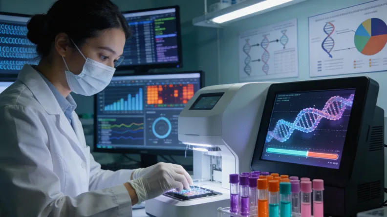 医生与患者拿着病理报告沟通