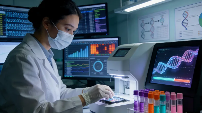 MRD检测比喻图：超高精度雷达在广阔海域搜寻微小目标