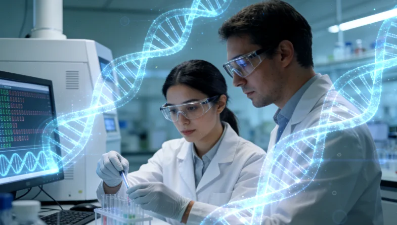 医生与患者家属讨论ctDNA检测报告