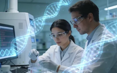 医生与患者共同查看基因检测报告示意图