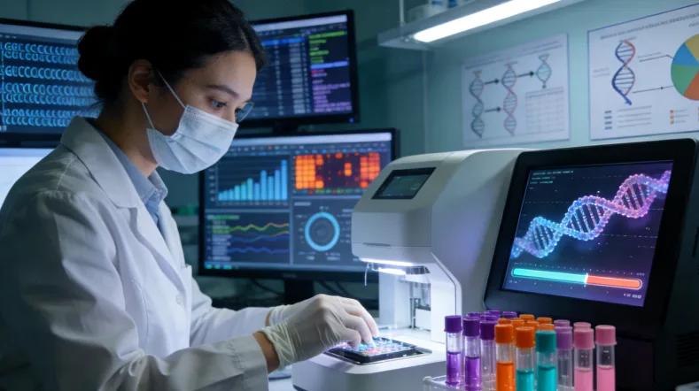 医生与患者共同查看基因检测报告