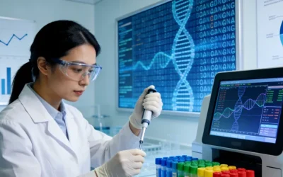 医生向肠癌患者解释血液基因检测报告