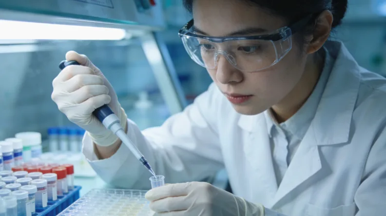 一位患者正在医生办公室查看基因检测报告