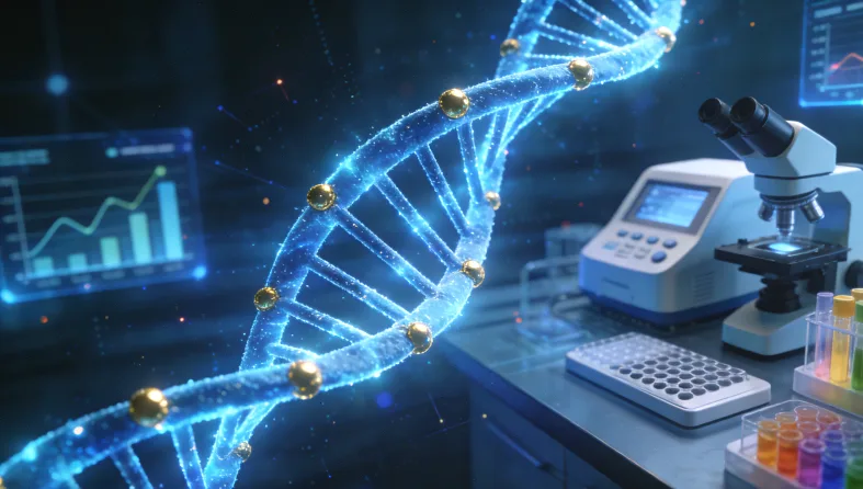 病理医生在显微镜前分析检测切片