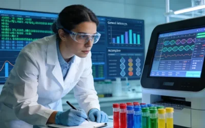 一位患者正在和医生一起查看基因检测报告