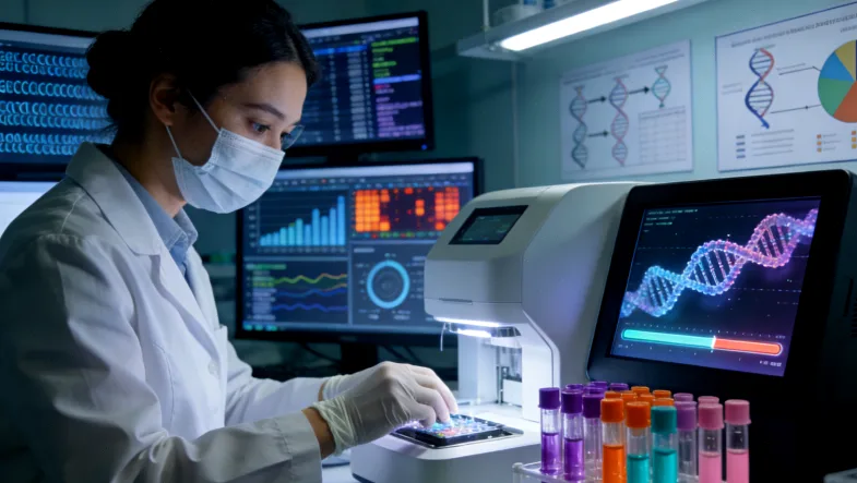 医生与患者讨论基因检测报告