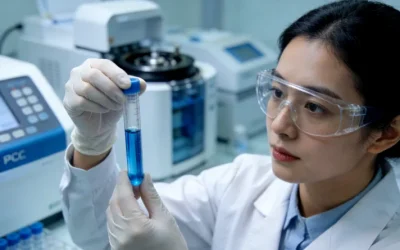 病理医生在显微镜下观察乳腺癌组织切片