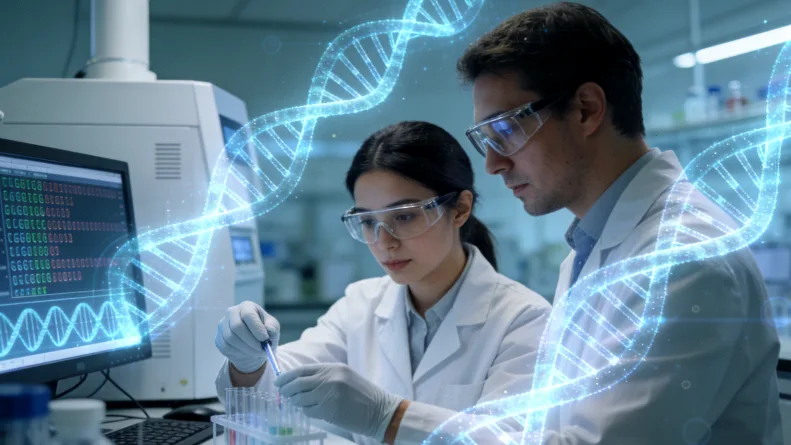 第三方医学检验所内基因测序仪工作的画面