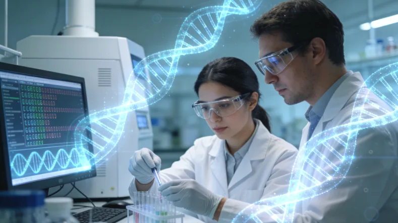 医生与患者共同查看基因检测报告场景