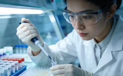 一个人正对着电脑上的基因检测报告皱眉思考