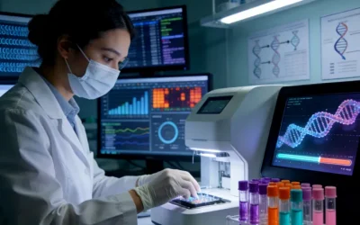 医生用检眼镜检查婴儿眼睛