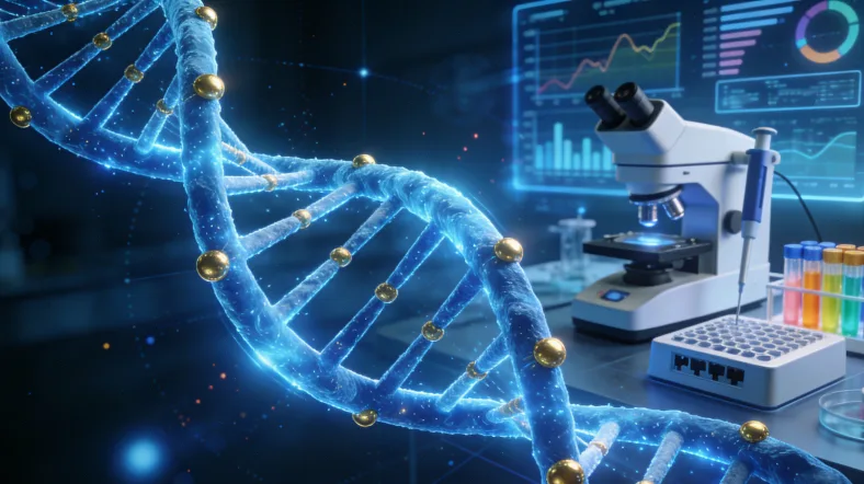 医生与肺癌患者查看基因检测报告示意图