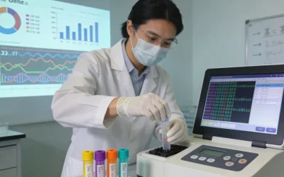 显微镜下免疫组化染色显示ROS1阳性