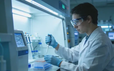 一位患者与医生在诊室沟通基因检测方案