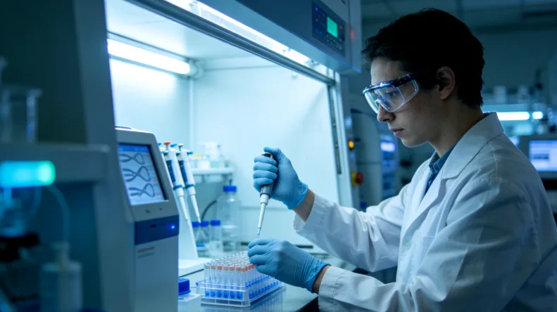 一位患者正在和医生一起查看基因检测报告