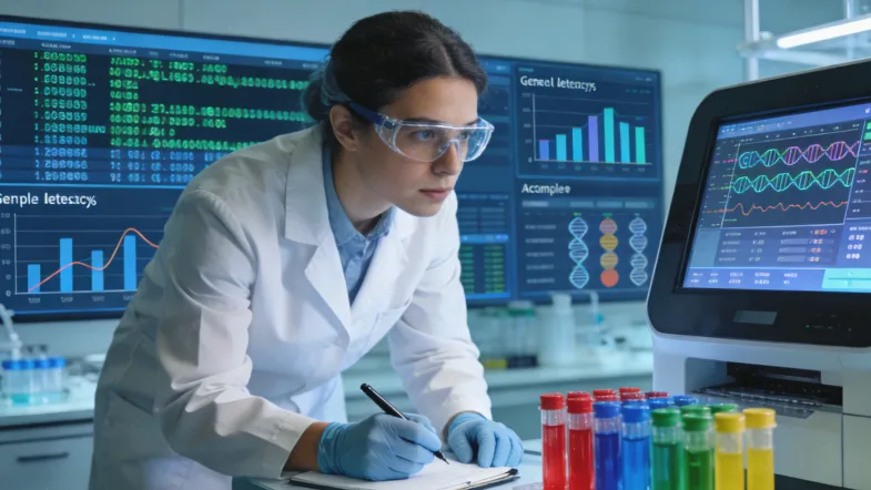 基因测序仪正在运行工作的场景