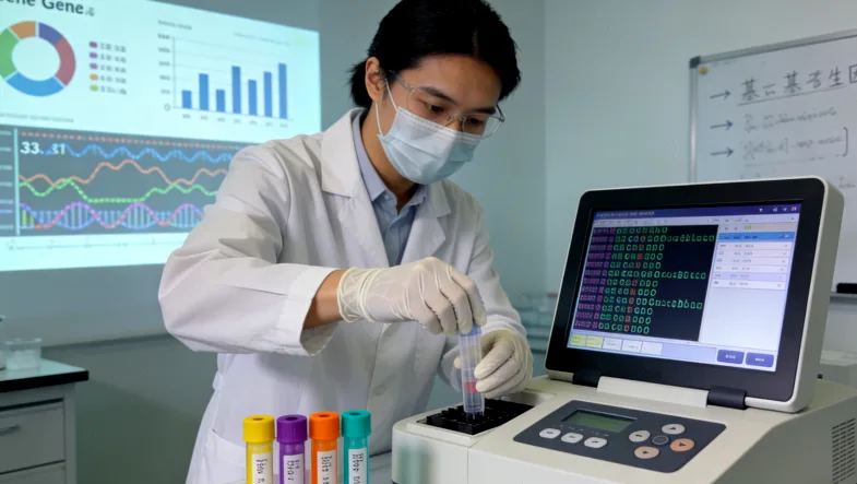 一位患者和家人一起看基因检测报告