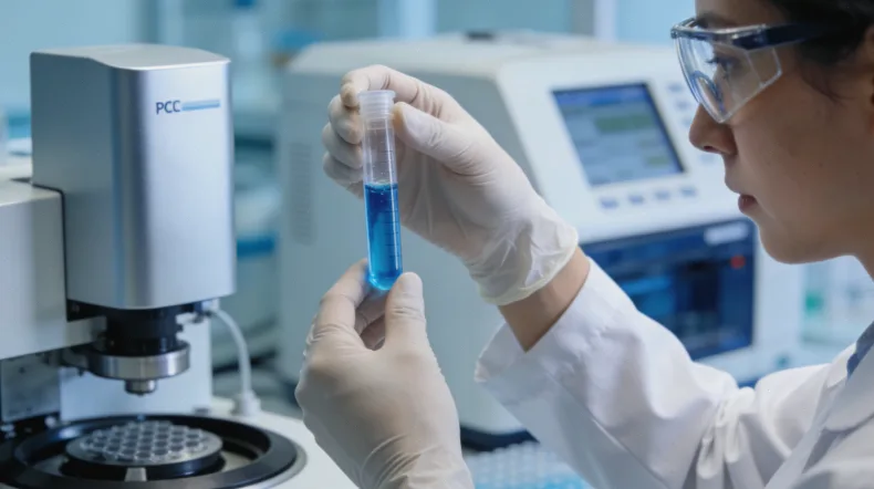 实验室人员操作基因测序仪器的特写