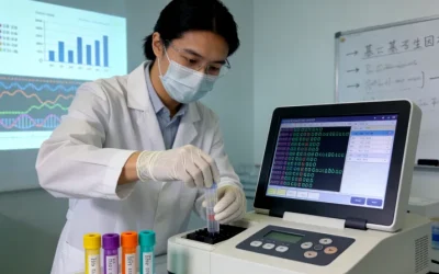 一位患者正在和医生一起看基因检测报告