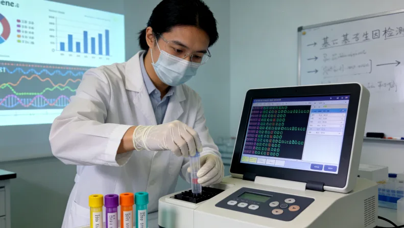 一位患者正在和医生一起看基因检测报告