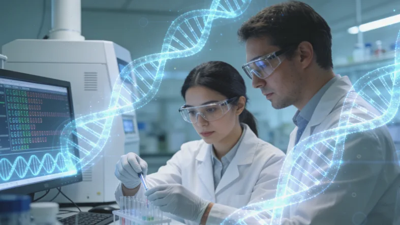 基因测序实验室中正在运行的NGS测序仪