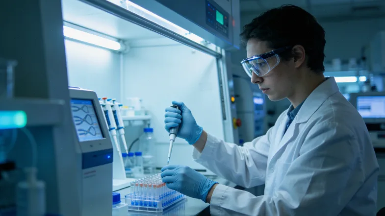 实验室技术人员正在处理组织样本