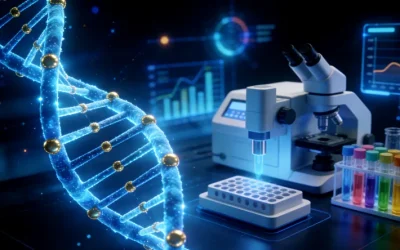 一位女性患者正在与医生面对面讨论基因检测报告