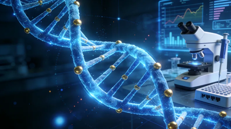 医生与患者共同查看基因检测报告示意图
