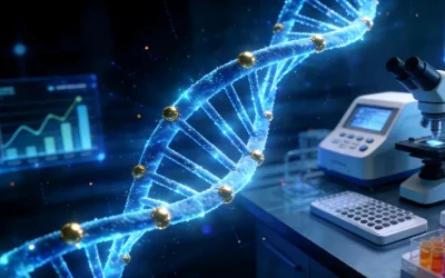 医生与乳腺癌患者查看基因检测报告示意图