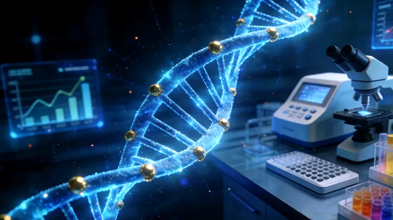 医生与乳腺癌患者查看基因检测报告示意图