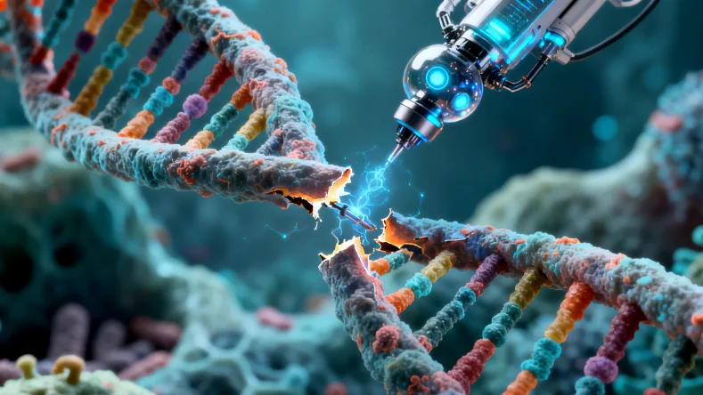 显微镜下庞贝病肌肉细胞中堆积的糖原