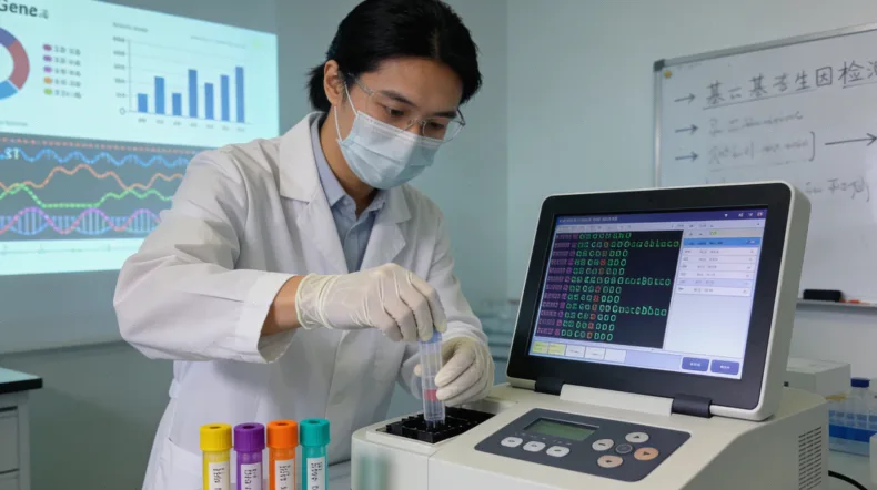 FISH检测原理示意图：荧光探针标记基因