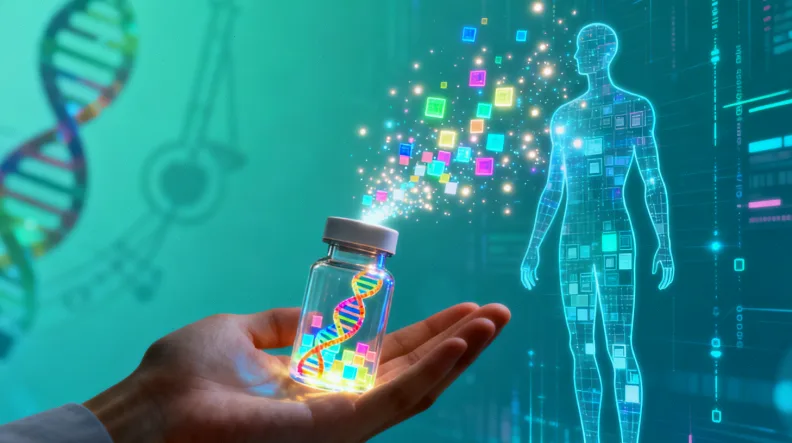 医生向患者展示流感检测试剂盒