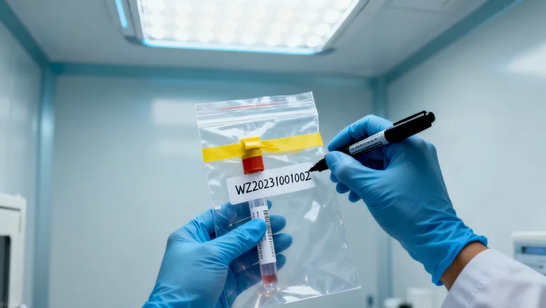 一位患者与医生在诊室内对着病理报告沟通