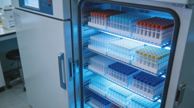 显微镜下显示蜡块切片中的肿瘤细胞区域